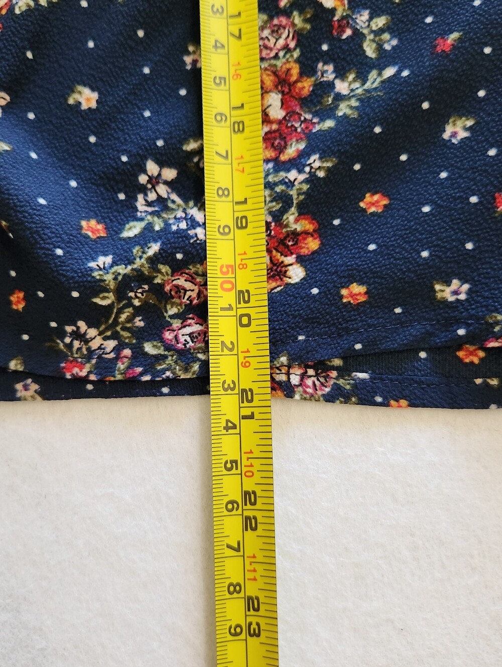 Gypsies & Moondust Navy Floral Ruched Drawstring Blouse Flared Cuff Size Large - Picture 5 of 9